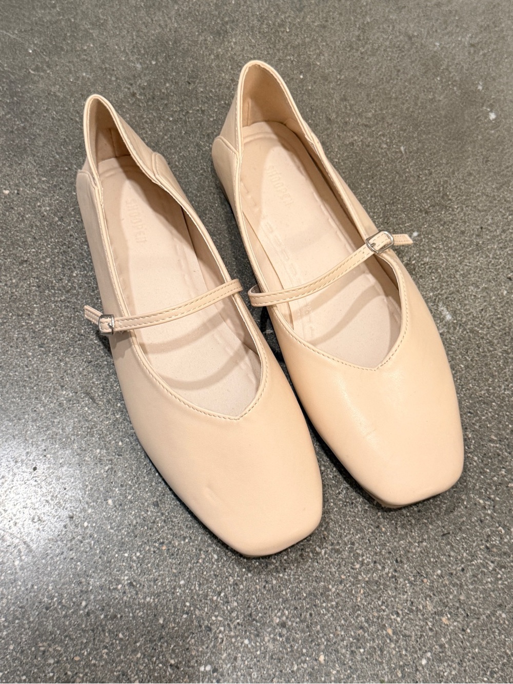Women's Beige Mary Jane Flats